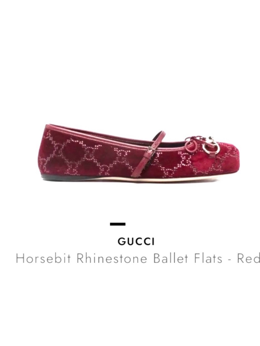 Gucci Red Velvet Rhinestone Horsebit Mary Jane Flats